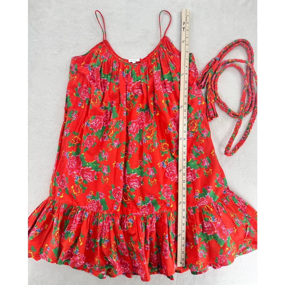 Rhode Red Lea Floral Sleeveless Dress Tie Waist Cotton Twirl Large Sundress L - Picture 8 of 10